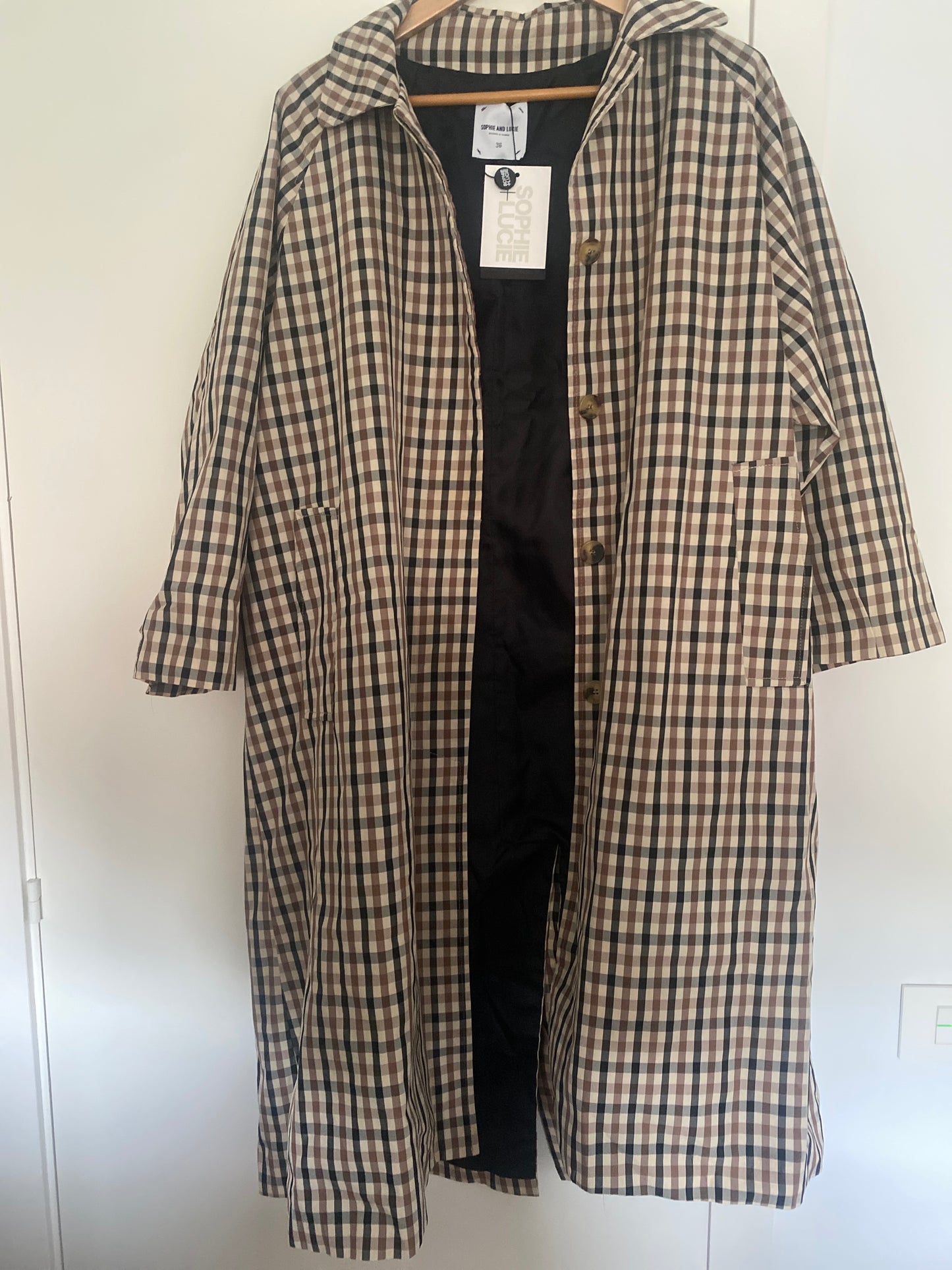 Plaid trench coat