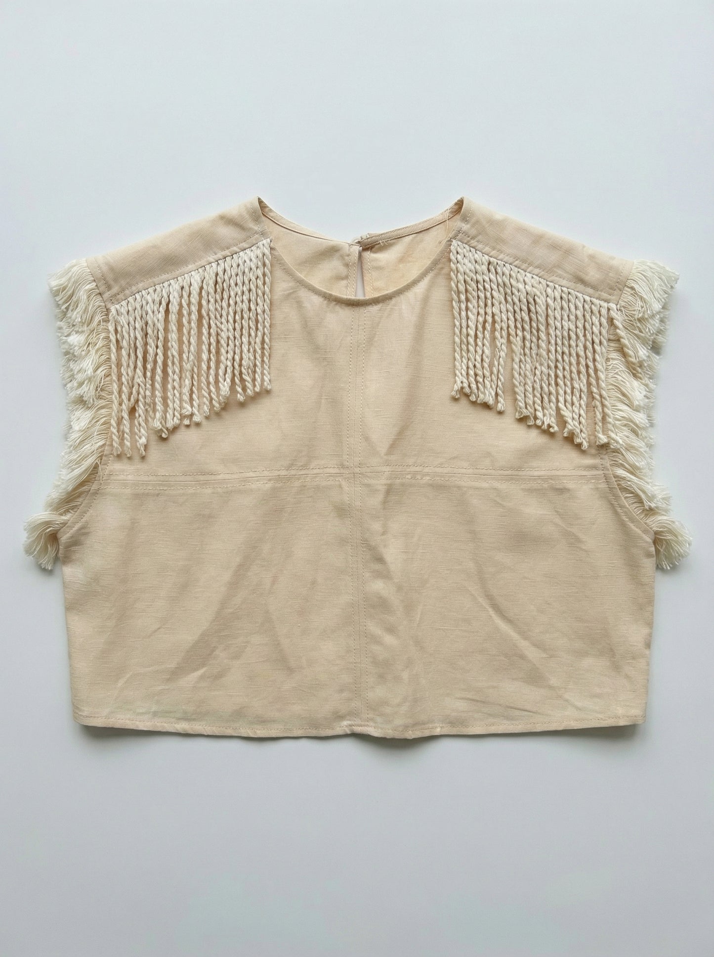 BEIGE FRINGED TOP